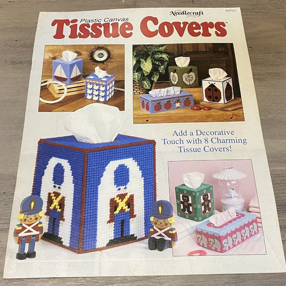 The Needlecraft Shop Plastic Canvas Tissue Covers Leaflet Apple Ladybug Elephant